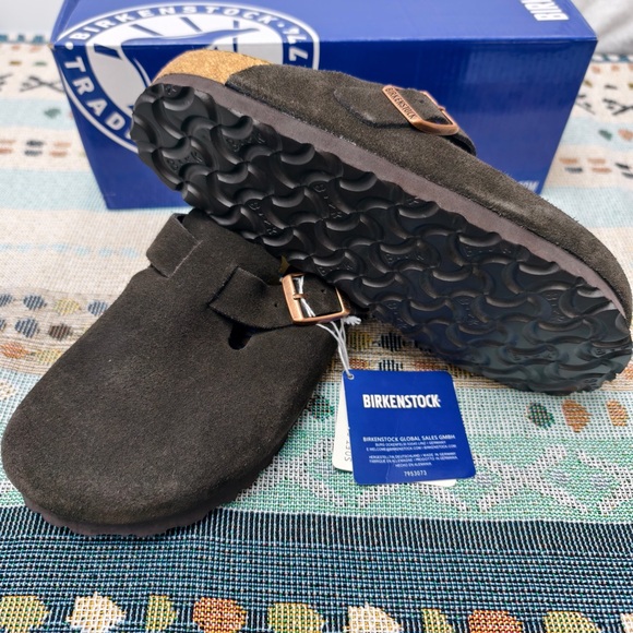 Birkenstock Mocha Boston Suede Shoes | Women's Narrow Fit - Picture 3 of 6